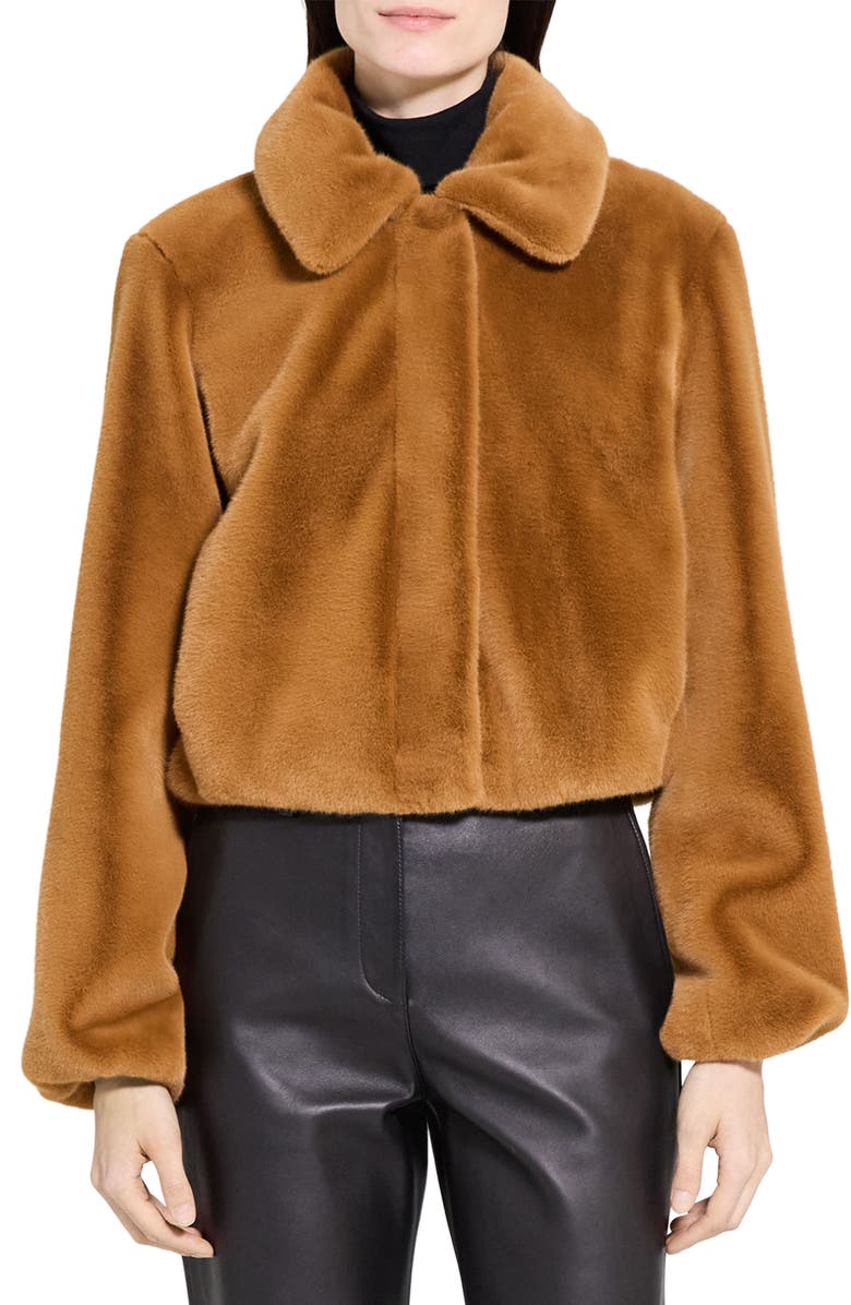 Theory Faux Fur Coat, Main, color, Wood