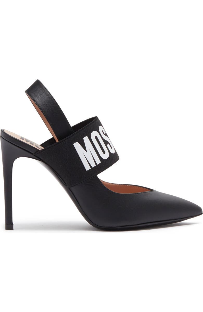 Moschino Logo Strap Leather Stiletto Pump, Alternate, color,
