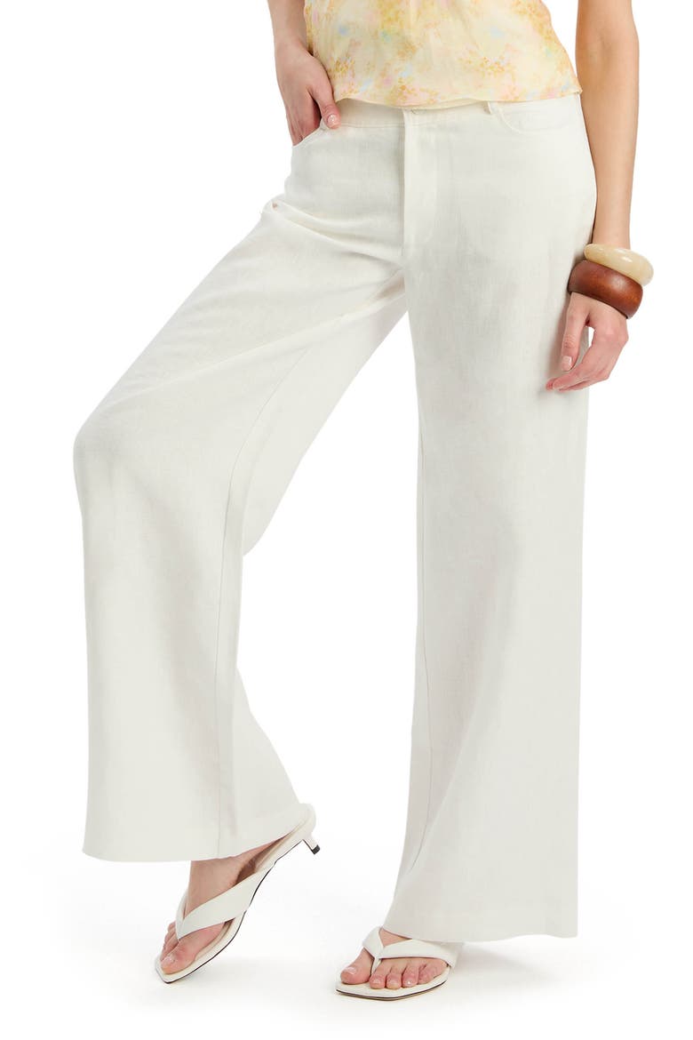 Serafina Floral Linen Strapless Top, Alternate, color, YELLOW