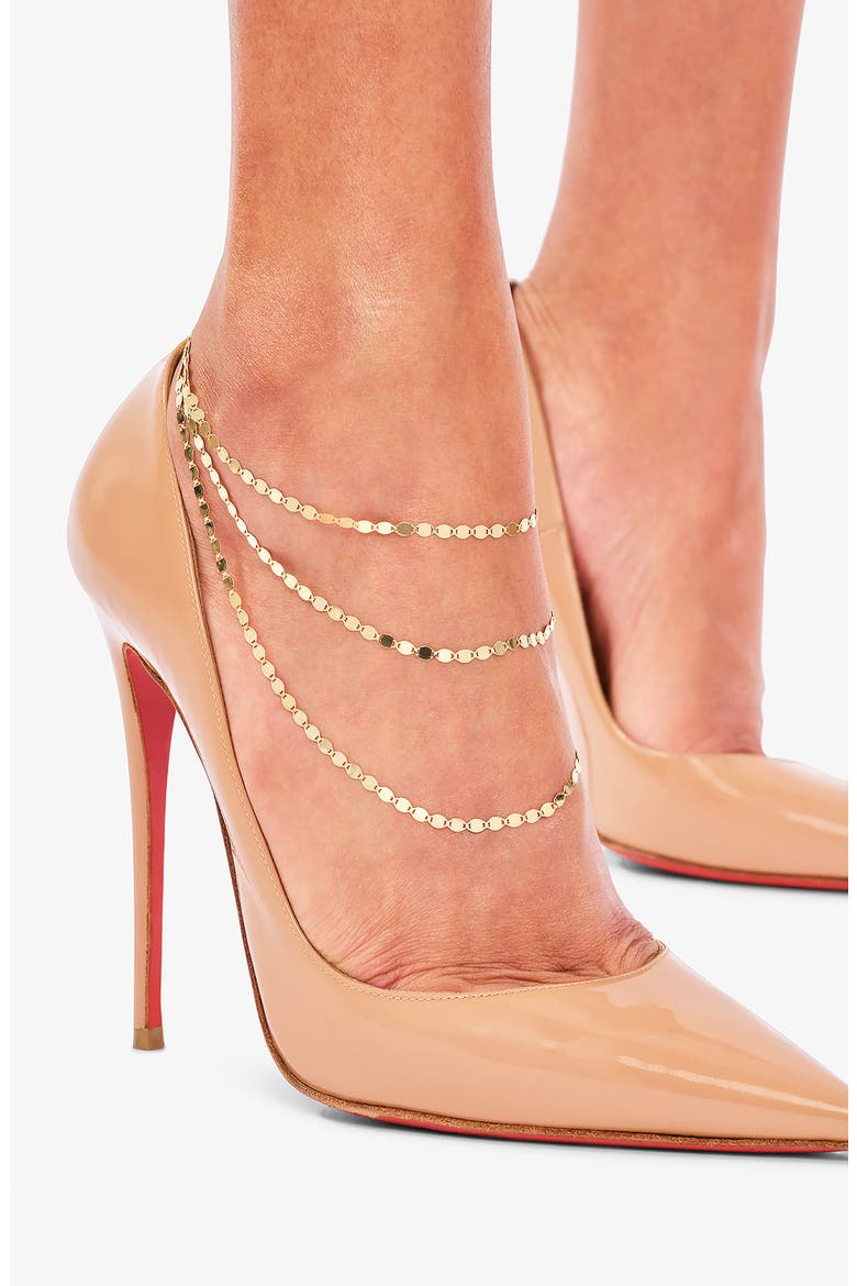 Nude Stiletto Layered Anklet, Alternate, color, YELLOW GOLD
