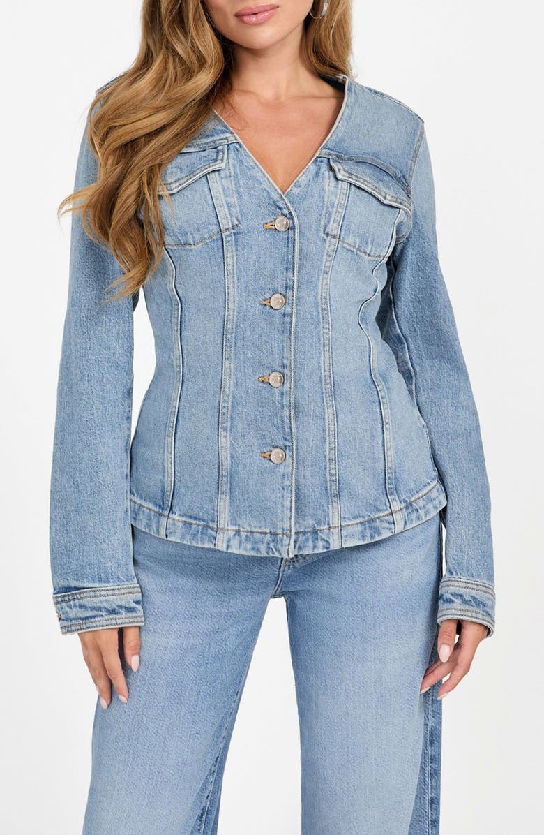GUESS Camille Denim Blazer, Main, color, Blue