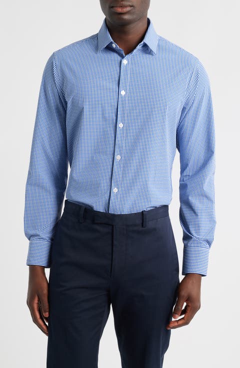 Leeward Trim Fit Microcheck Button-Up Shirt