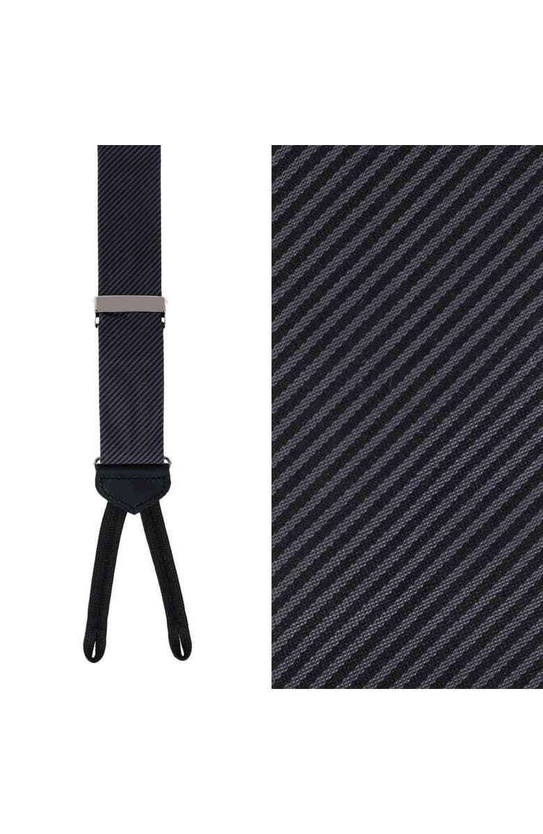 Trafalgar Leyton Diagonal Lined Tone on Tone Silk Formal Suspenders, Main, color, Graphite