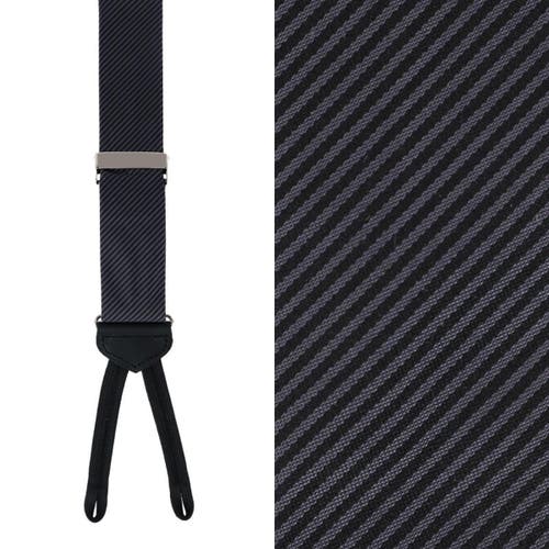 Trafalgar Leyton Diagonal Lined Tone on Tone Silk Formal Suspenders in Graphite 