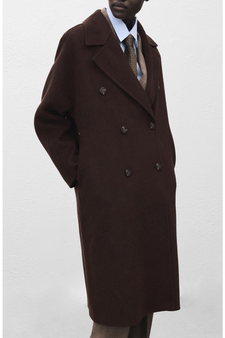 Picarol Double Breasted Wool Blend Coat, Alternate, color, CHOCOLATE