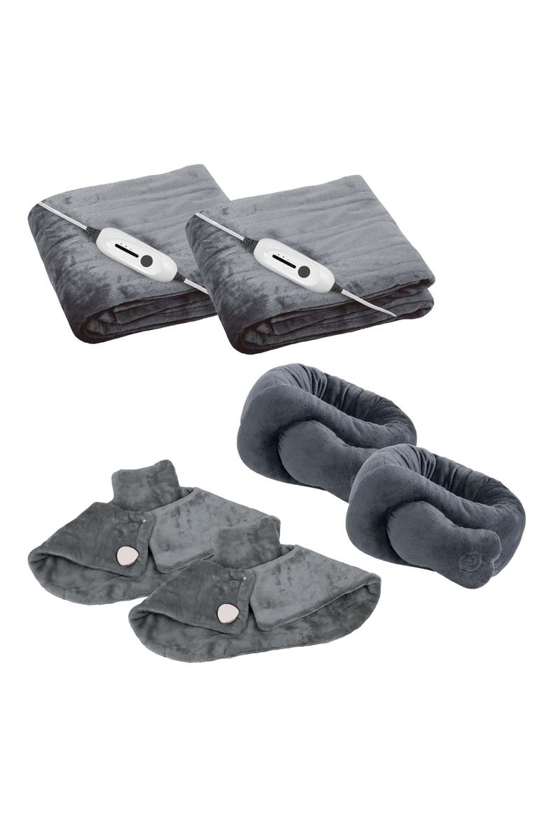 Heated Blankets & Relaxing Massagers Gift Set, Main, color, Grey