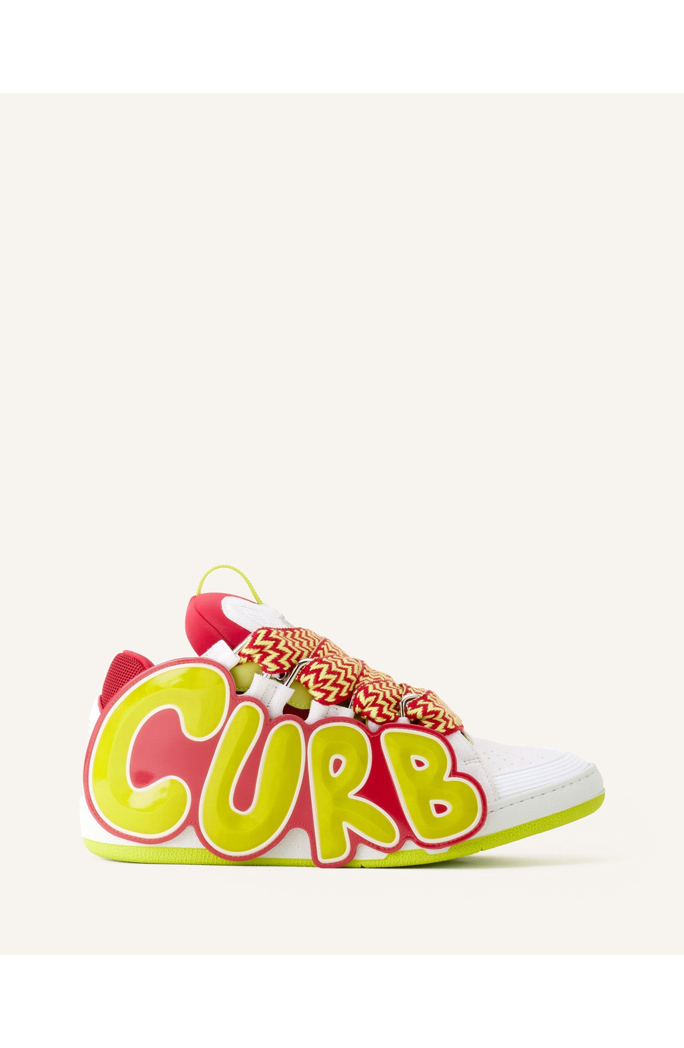 Lanvin Curb Patch Sneakers In Leather, Alternate, color, Bright Red/Green