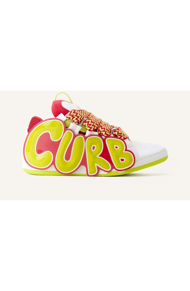 Lanvin Curb Patch Sneakers In Leather, Alternate, color, Bright Red/Green