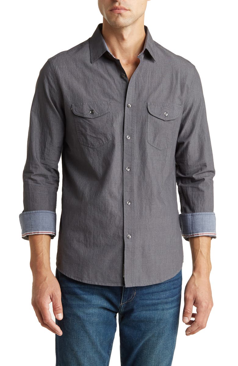 FLAG AND ANTHEM Cullman Double Pocket Slub Cotton Button-Up Shirt, Main, color, 