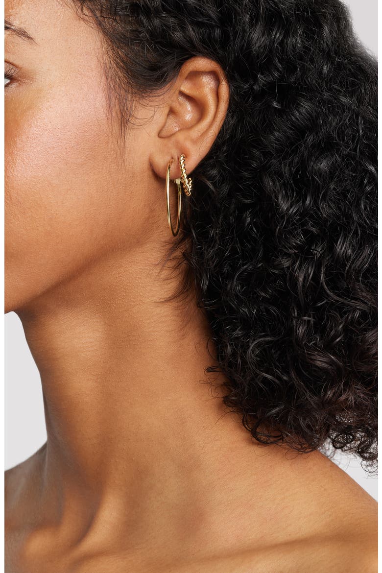Set of 6 Hoop Earrings, Alternate, color, 14K GOLD AND SS DIPPED
