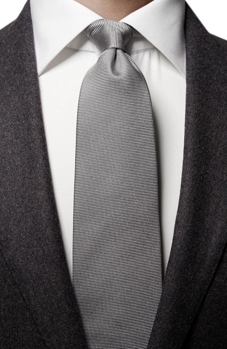 Eton Solid Silk Tie, Alternate, color, Grey