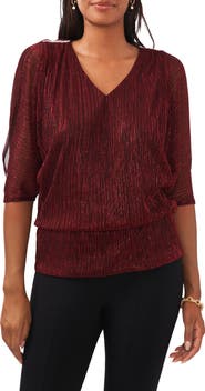 Chaus Metallic Split Sleeve Top