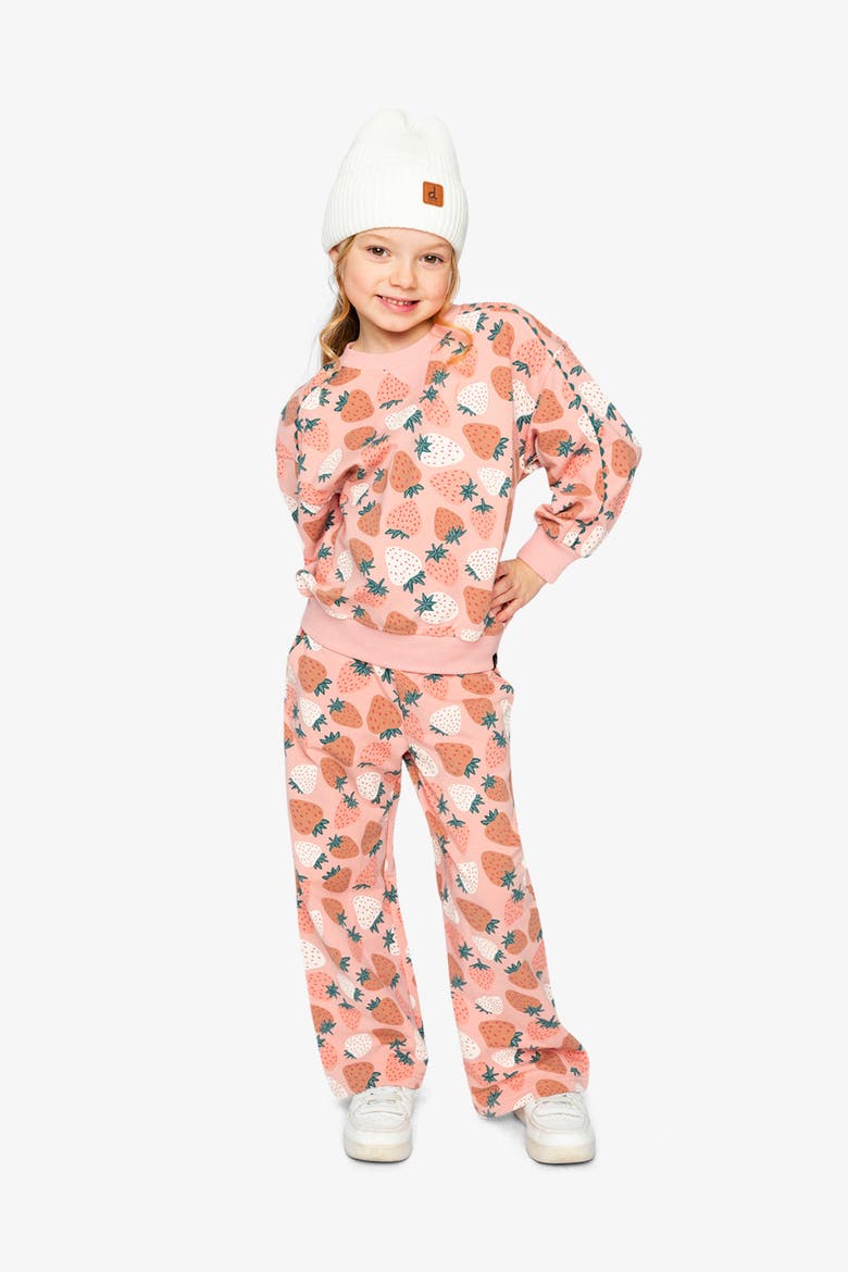 Frosted Strawberry Soft Relaxed Wide Leg Sweatpants, Alternate, color, Pink Strawberry Print
