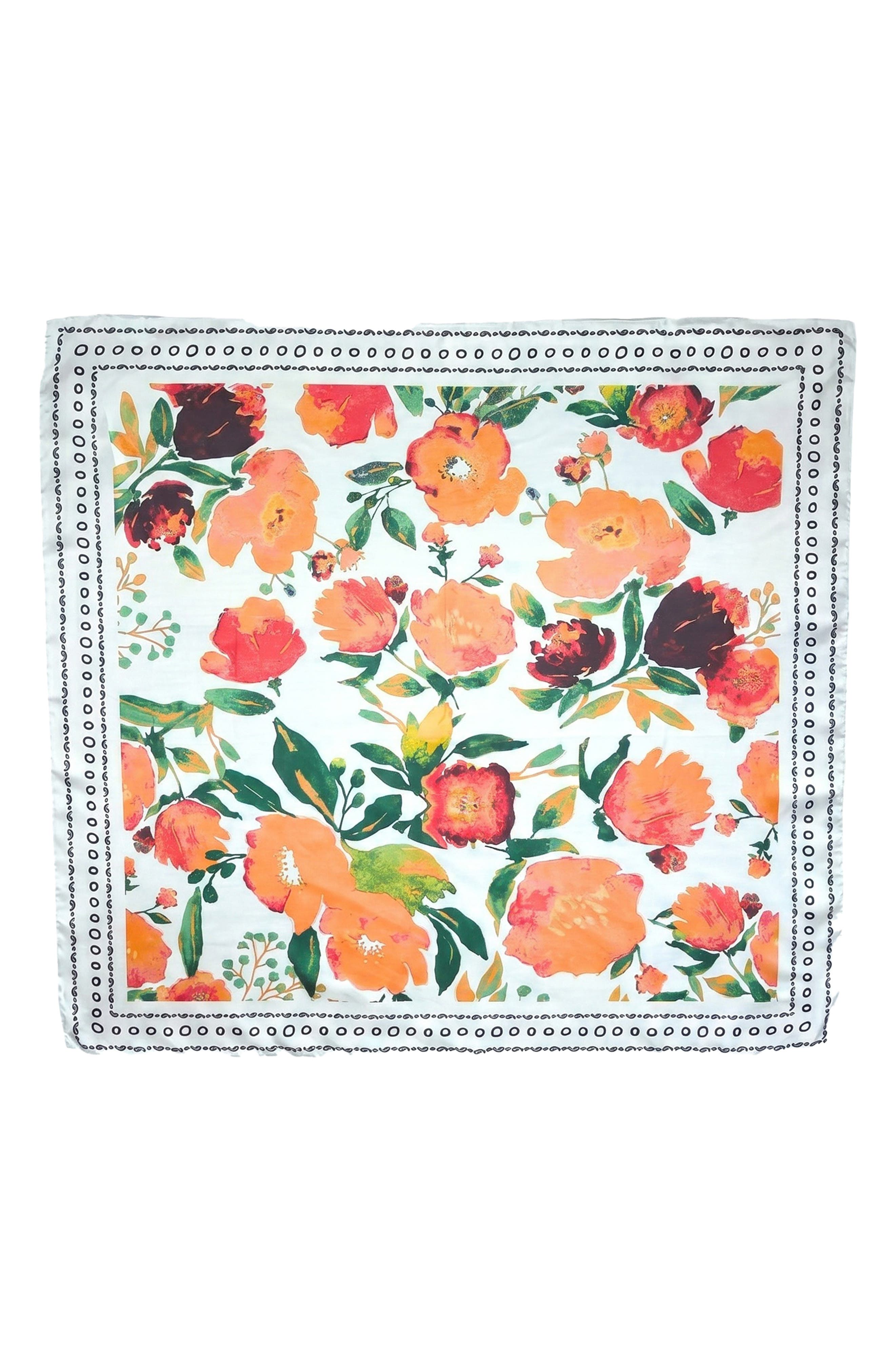 Nicole Miller Floral Satin Scarf
