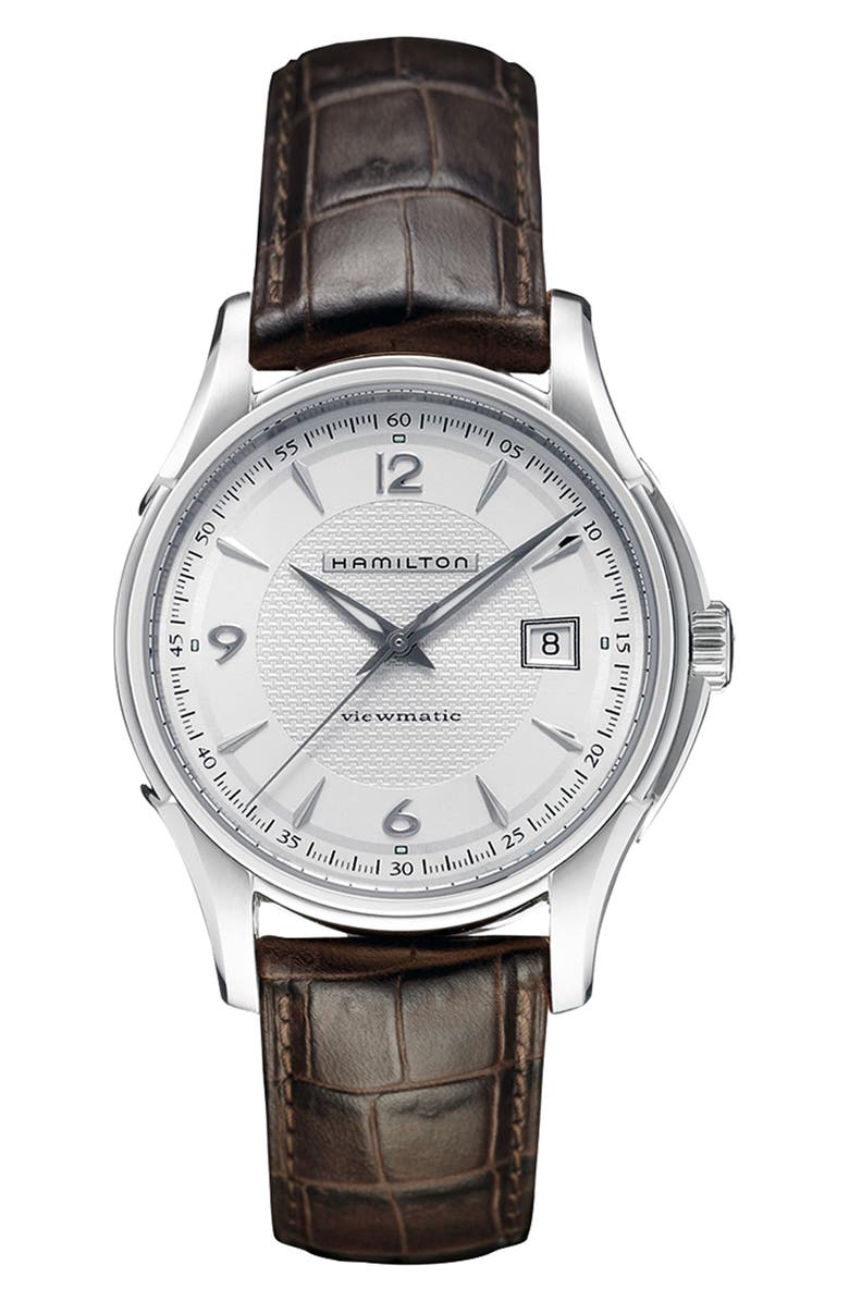 Hamilton Jazzmaster Viewmatic Auto Leather Strap Watch, 40mm, Main, color, 