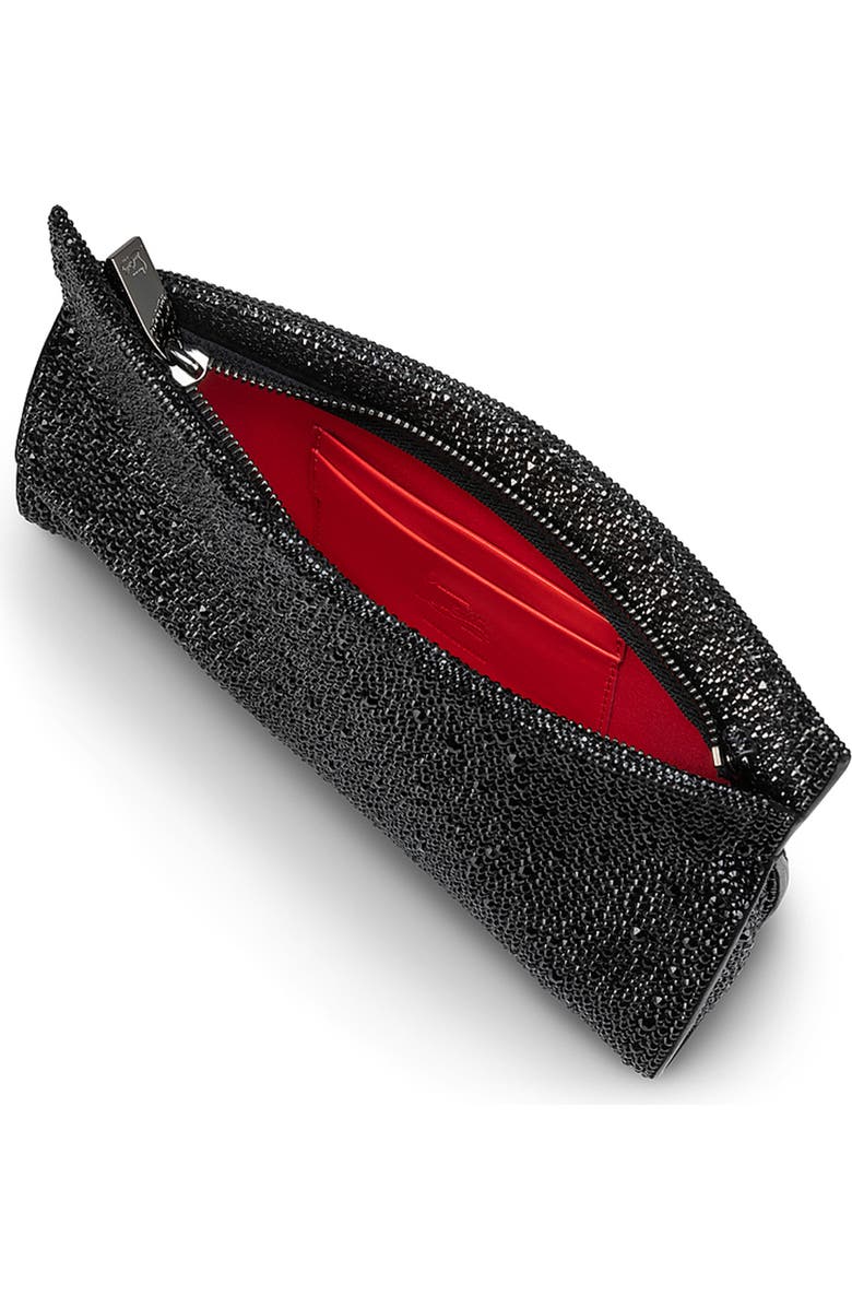Christian Louboutin Loubitwist Crystal Embellished Leather Clutch, Alternate, color, Black