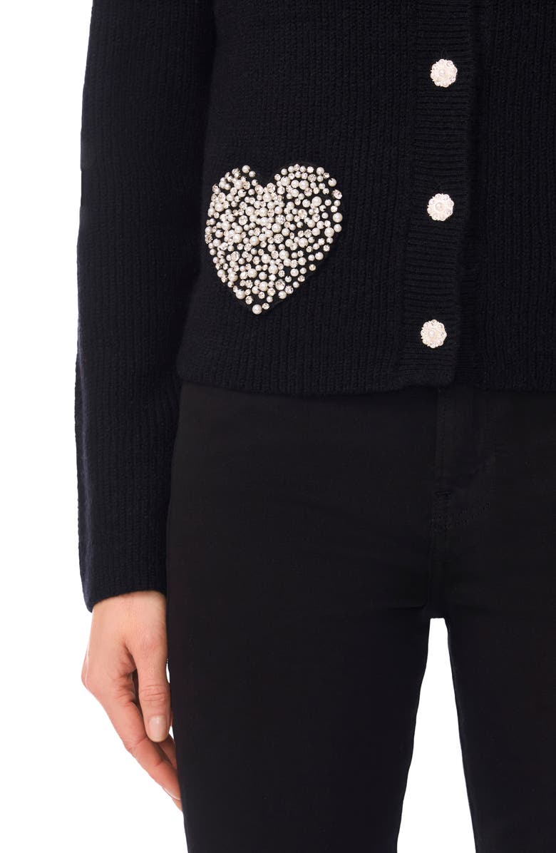 CeCe Rhinestone Heart Pocket Cardigan, Alternate, color, 
