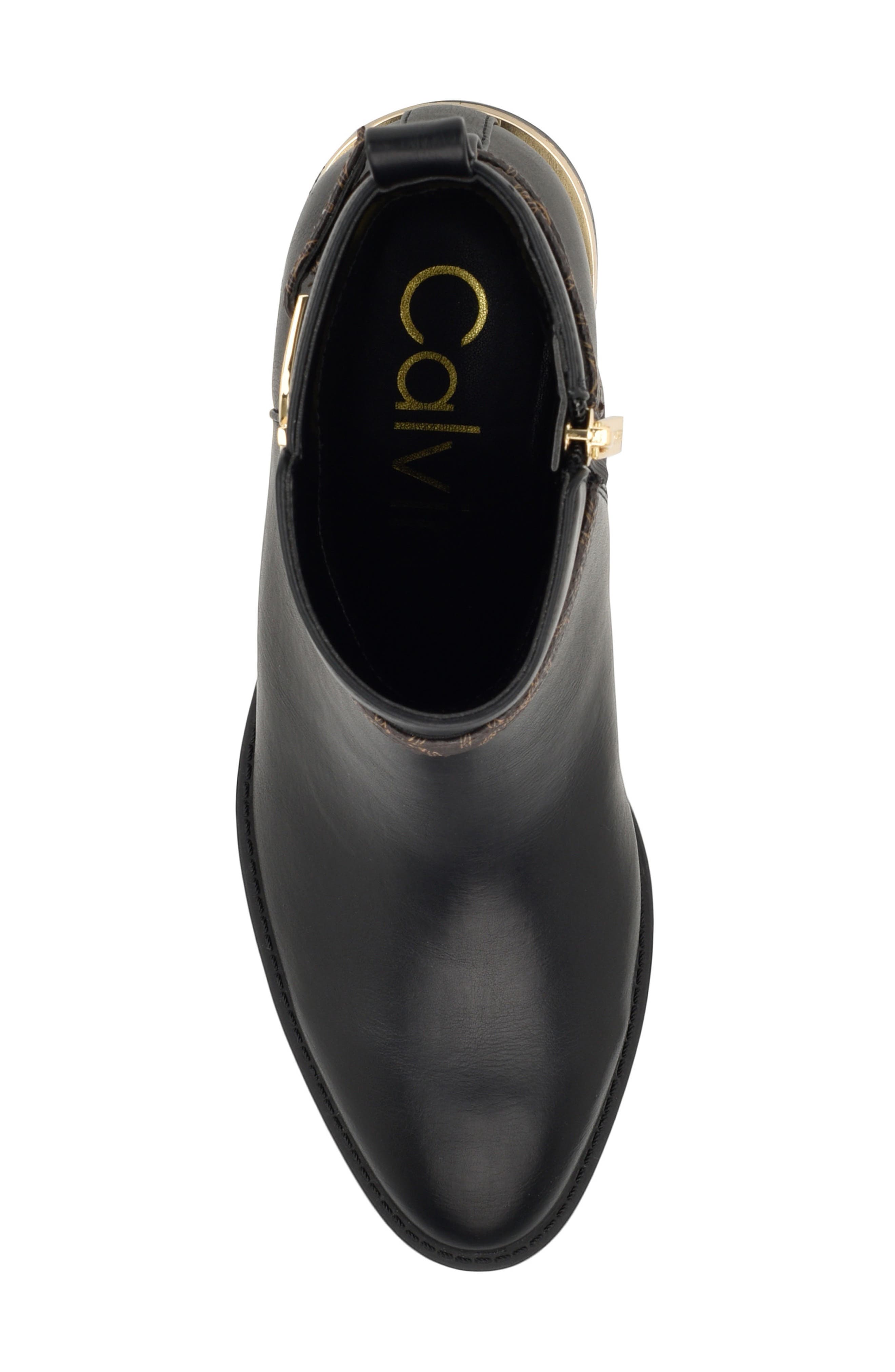 Calvin Klein Buckle Strap Bootie, Alternate, color, Black