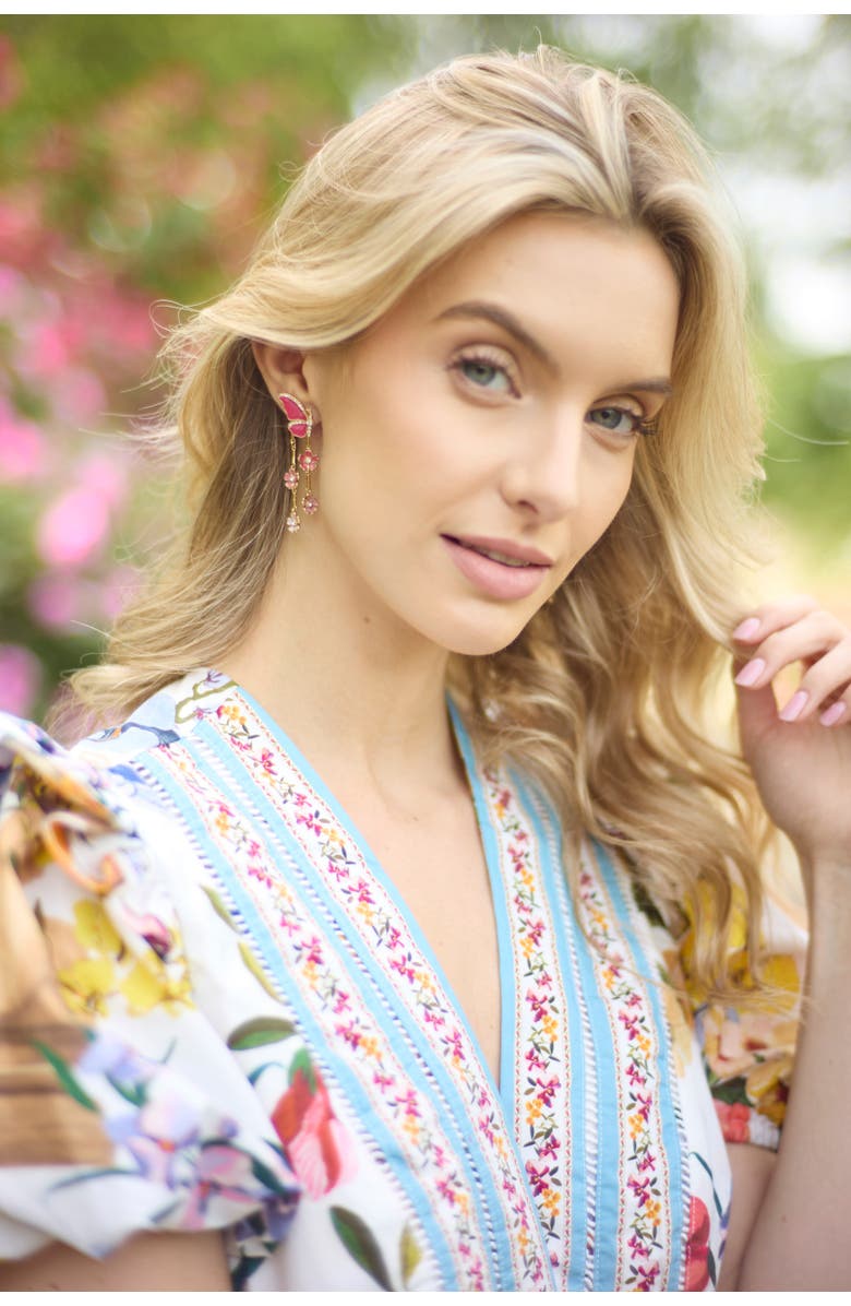 Alex and Ani New York Botanical Garden<sup>®</sup> 2-in-1 Butterfly Statement Earrings, Alternate, color, Pink