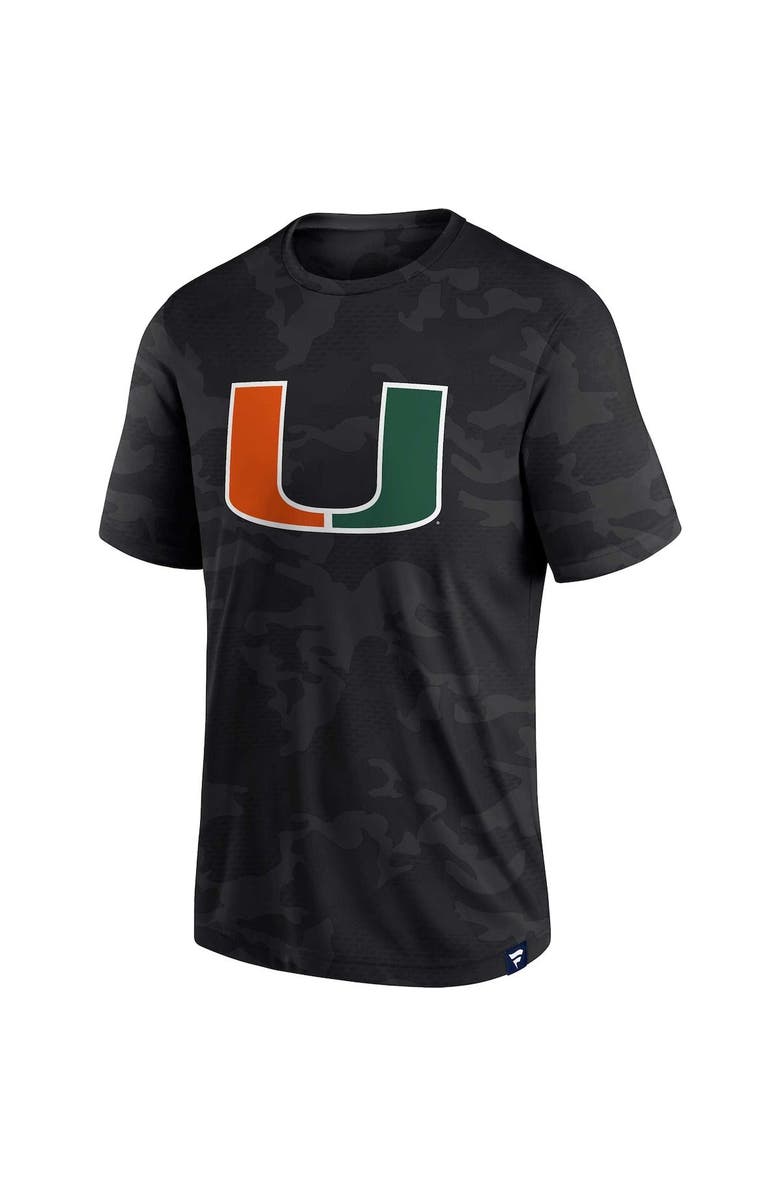 FANATICS Men's Fanatics Branded Black Miami Hurricanes Camo Logo T-Shirt, Alternate, color,