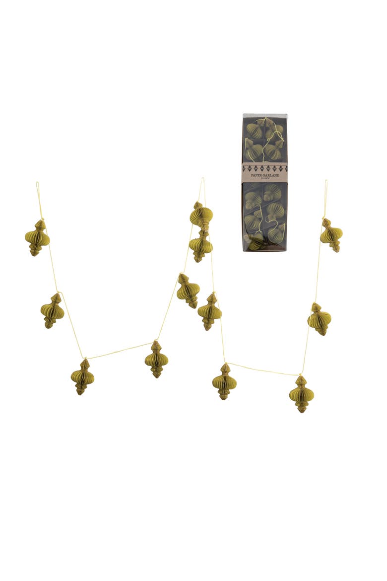 Recycled Paper Honeycomb Finial Garland with Gold Glitter, Chartreuse, Main, color, Gold & Chartreuse