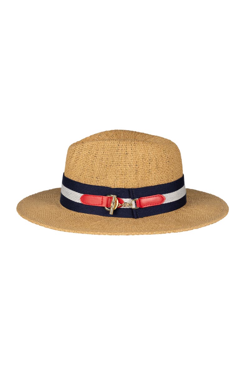 Fedora With Wide Stripe Belt, Alternate, color, Dark Tan