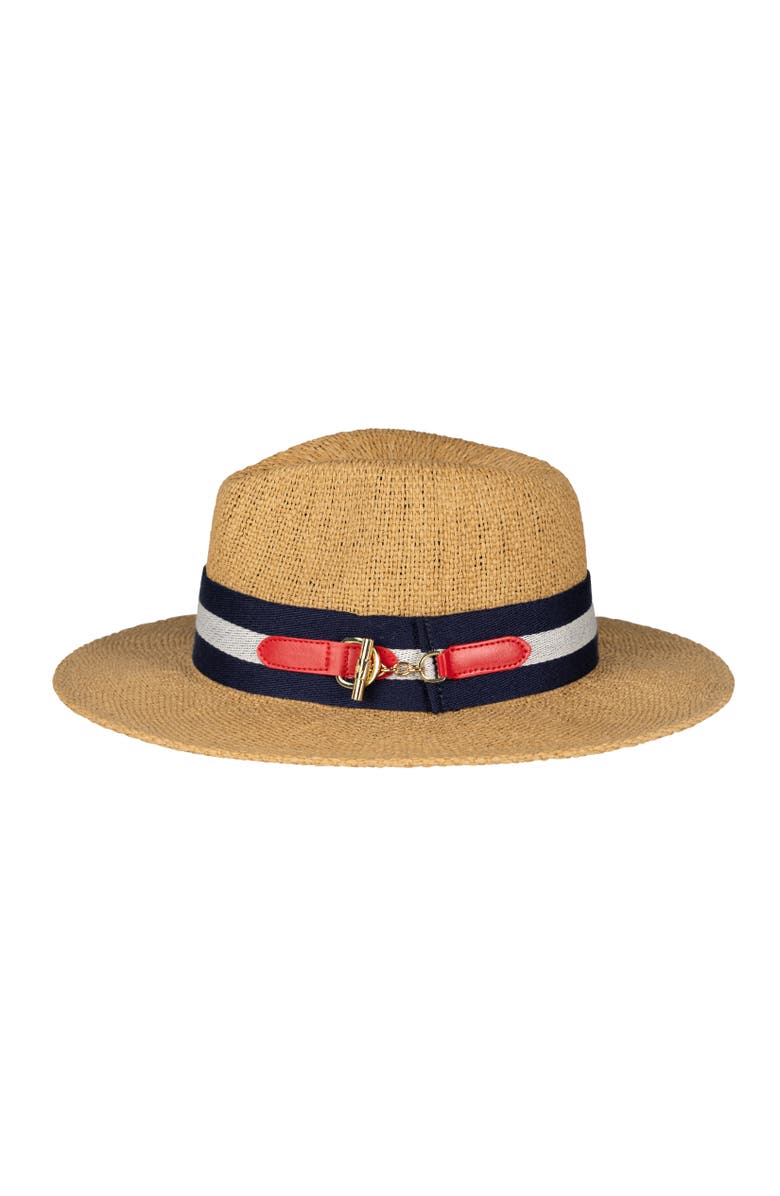Lauren Ralph Lauren Fedora With Wide Stripe Belt, Alternate, color, Dark Tan