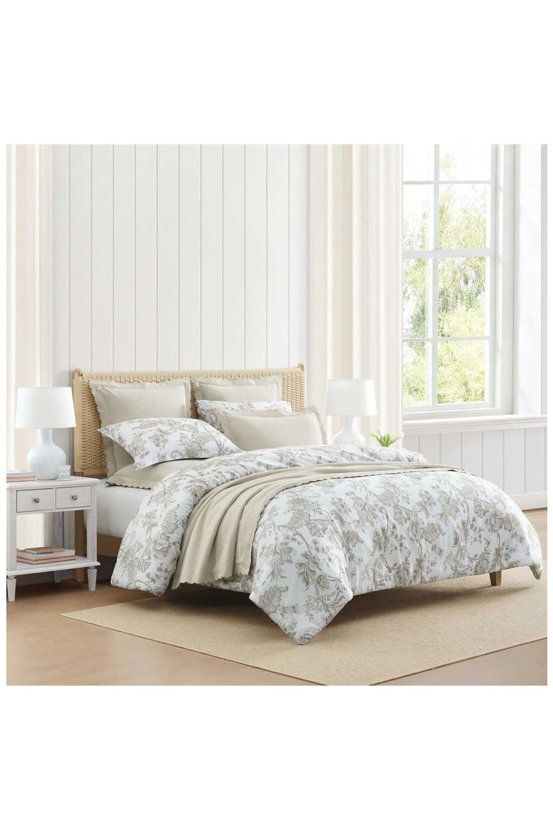 Avery Floral Cotton Sateen Comforter Set, Alternate, color, MOONLIGHT GREY