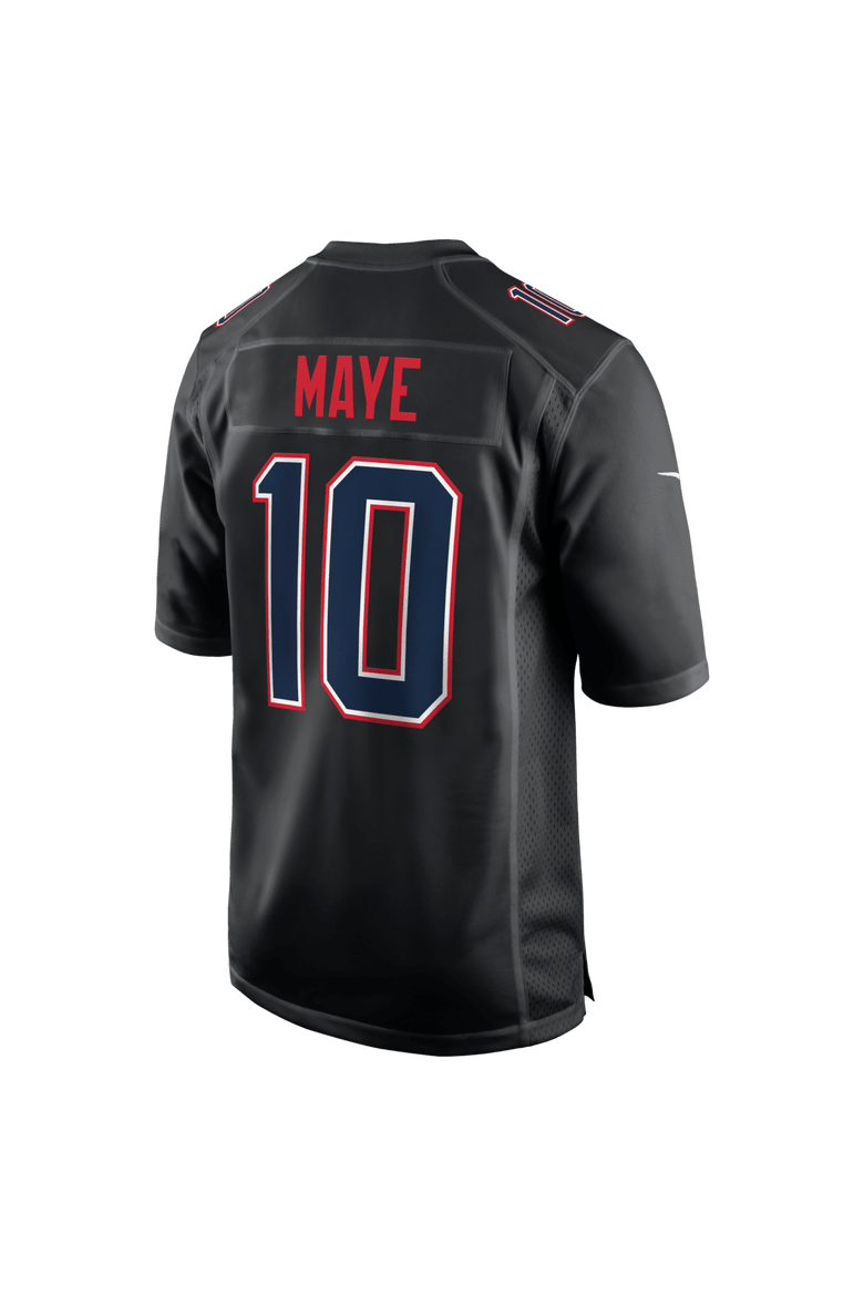 Men's Nike Drake Maye Carbon Black New England Patriots Fashion Game Jersey, Alternate, color, Black
