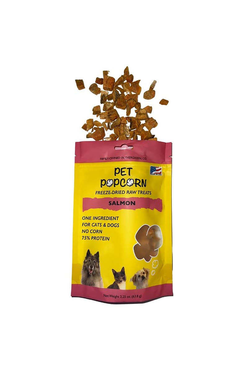 Pet Popcorn Freeze Dried Raw Treats, Salmon, 2.5oz Bag, Dog & Cat Snacks, Alternate, color, 