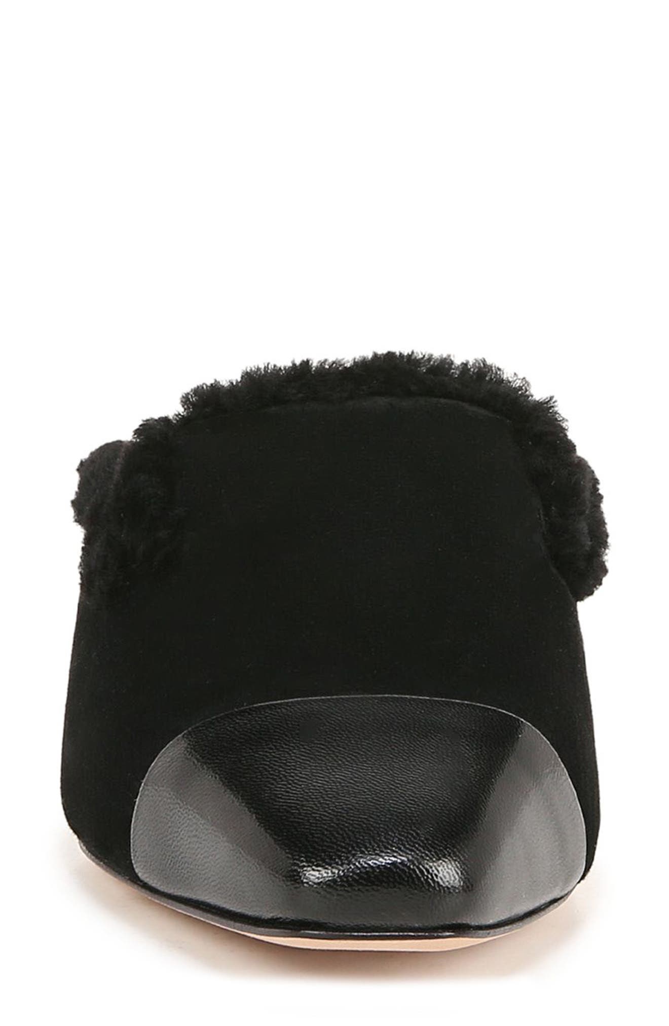 Veronica Beard Cecile Genuine Shearling Mule, Alternate, color, Black/ Black