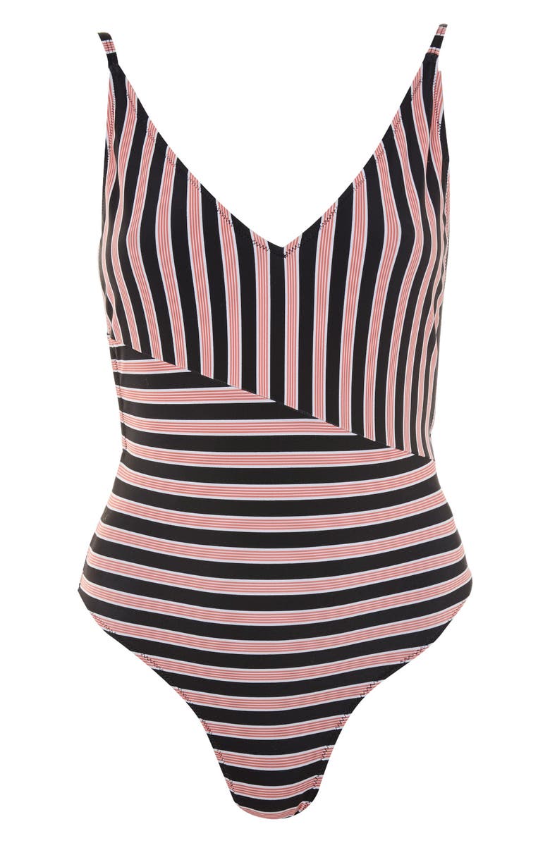 Topshop Pamela Stripe Block One-Piece Swimsuit, Alternate, color, 