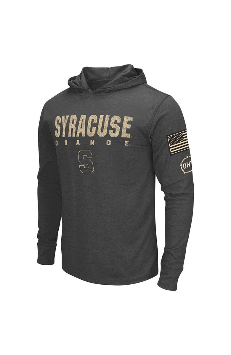 COLOSSEUM Men's Colosseum Heather Black Syracuse Orange OHT Military Appreciation Long Sleeve Hoodie T-Shirt, Alternate, color, 