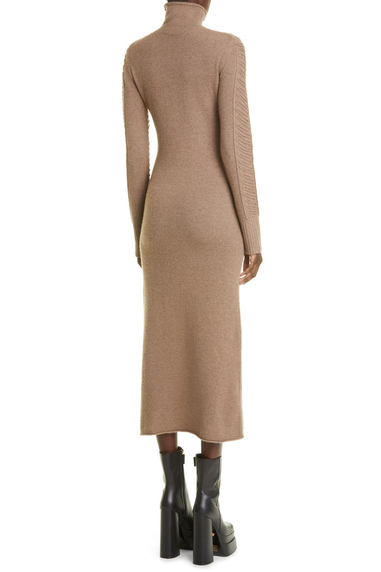 Brimlad Embroidered Long Sleeve Turtleneck Midi Sweater Dress, Alternate, color, DRIFTWOOD