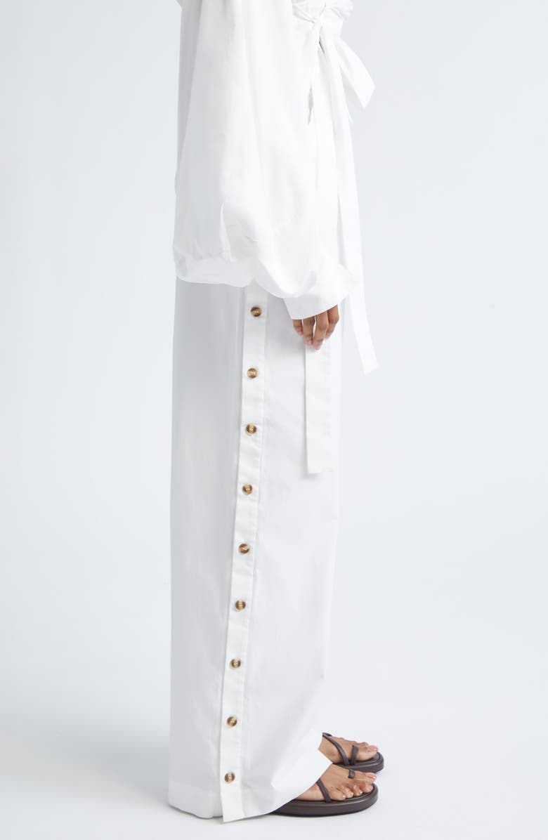 Zimmermann Rebellion Cotton Poplin Wide Leg Button Pants, Alternate, color, Ivory