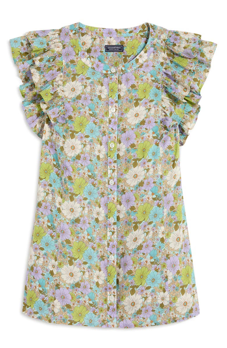 vineyard vines Print Flutter Sleeve Button-Up Top, Main, color,