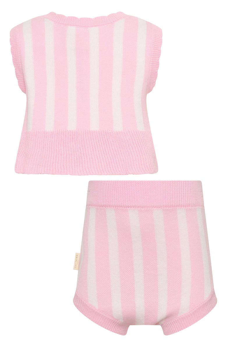 TINY TRIBE Stripe Cotton Knit Top & Shorts Set, Alternate, color, Pink