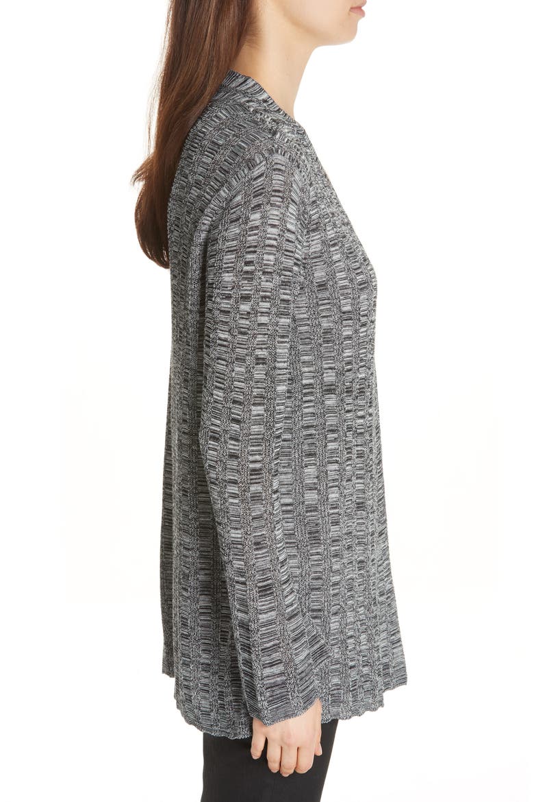 Bell Sleeve Silk Blend Cardigan, Alternate, color, BLACK