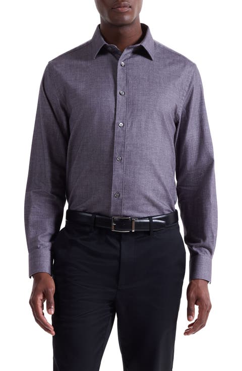 Julian Shaped Fit Brushed Mélange Button-Up Shirt