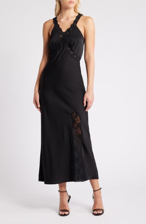 Lace Detail Satin Slipdress