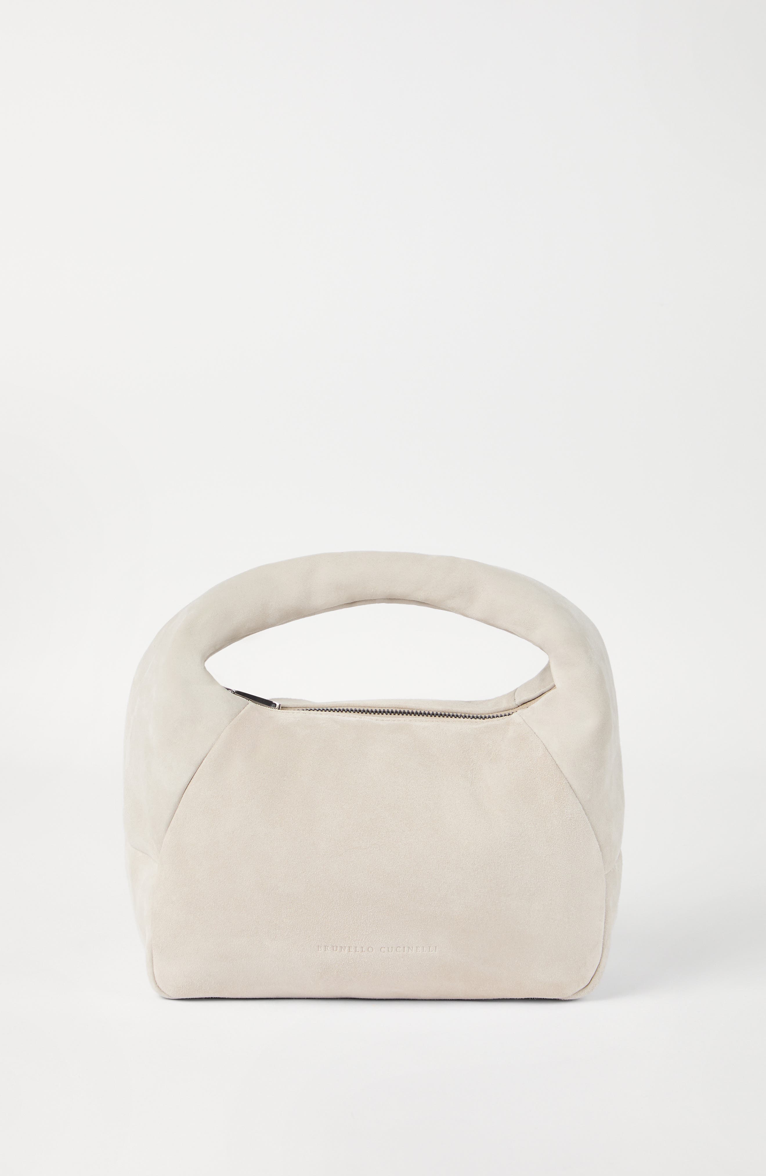 Brunello Cucinelli Small suede BC Duo Hobo bag, Alternate, color, Ecru