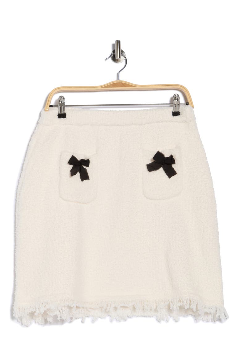 Textured Bow Detail Skirt, Alternate, color, IVORY/ BLACK