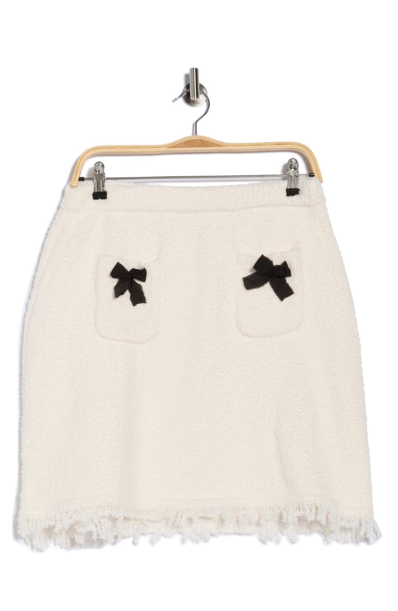 Adrianna Papell Textured Bow Detail Skirt, Main, color, Ivory/ Black