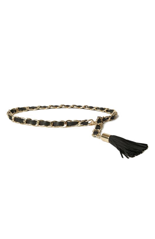 B-low The Belt Gwen Leather & Chain Belt In Black Gold