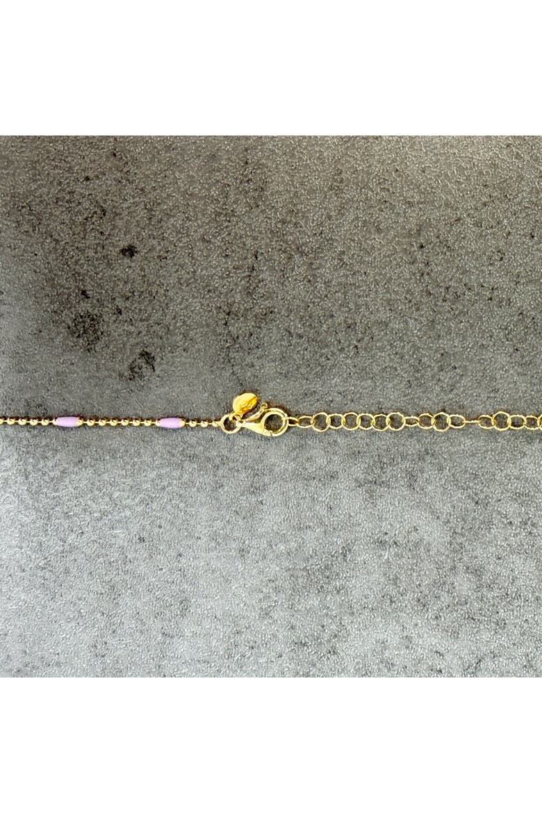 Purple Enamel Nugget Bead Necklace, Alternate, color, Gold-Plated Sterling Silver