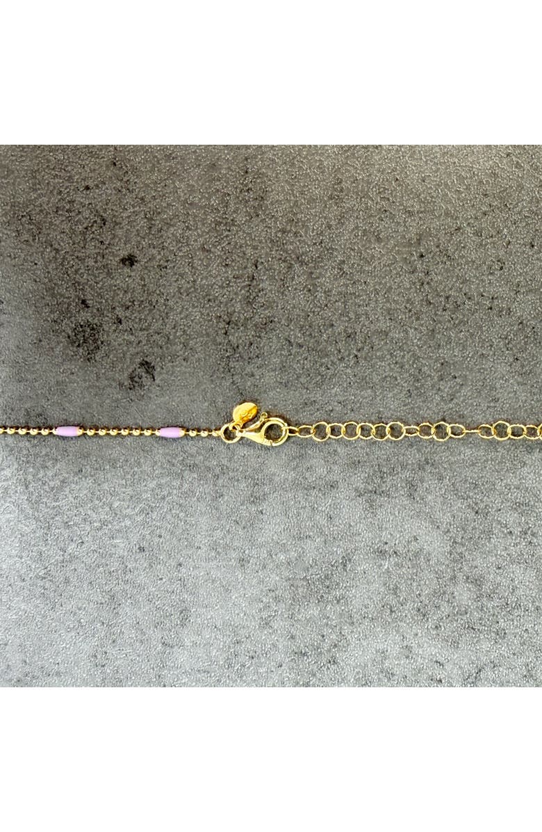 The Lovery Fine Jewelry Purple Enamel Nugget Bead Necklace, Alternate, color, Gold-Plated Sterling Silver