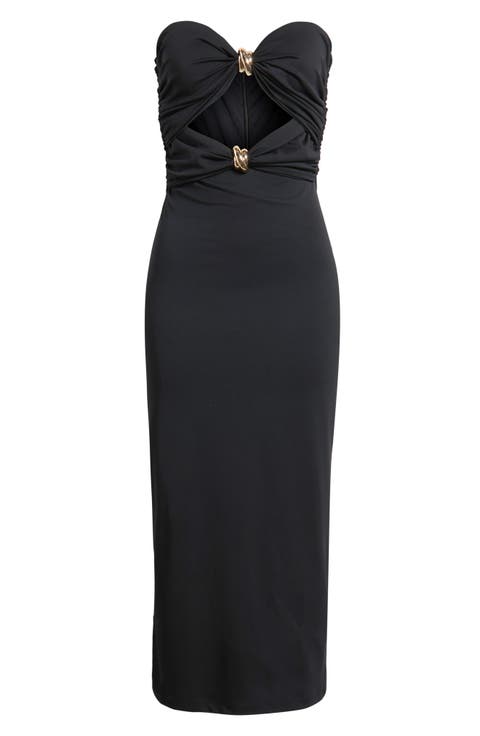 Sandrine Hardware Cutout Detail Strapless Dress