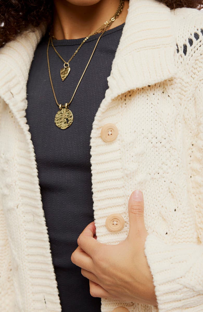 Free People Heart You Cotton Cardigan, Alternate, color, Ivory