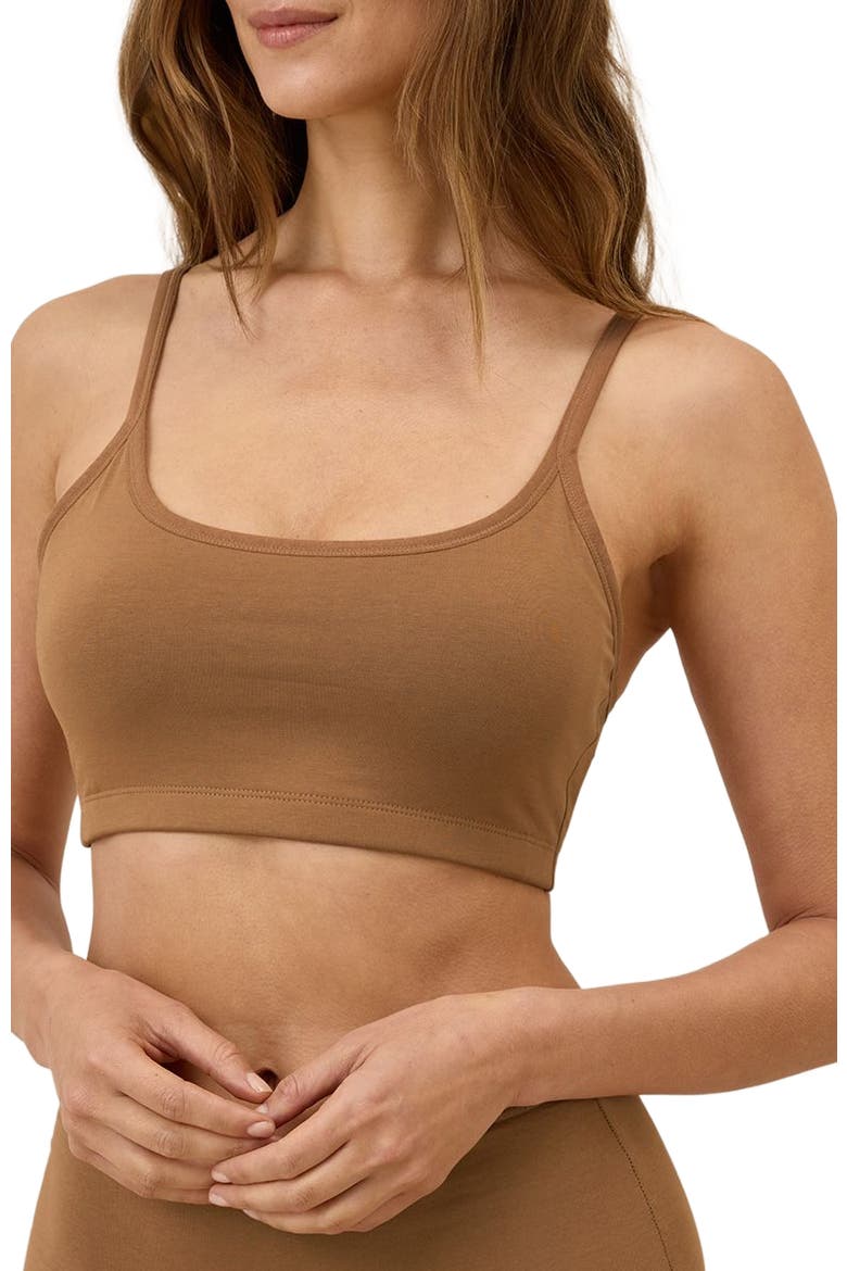 Everyday Strappy Scoop Bralette, Alternate, color, Brown Sugar