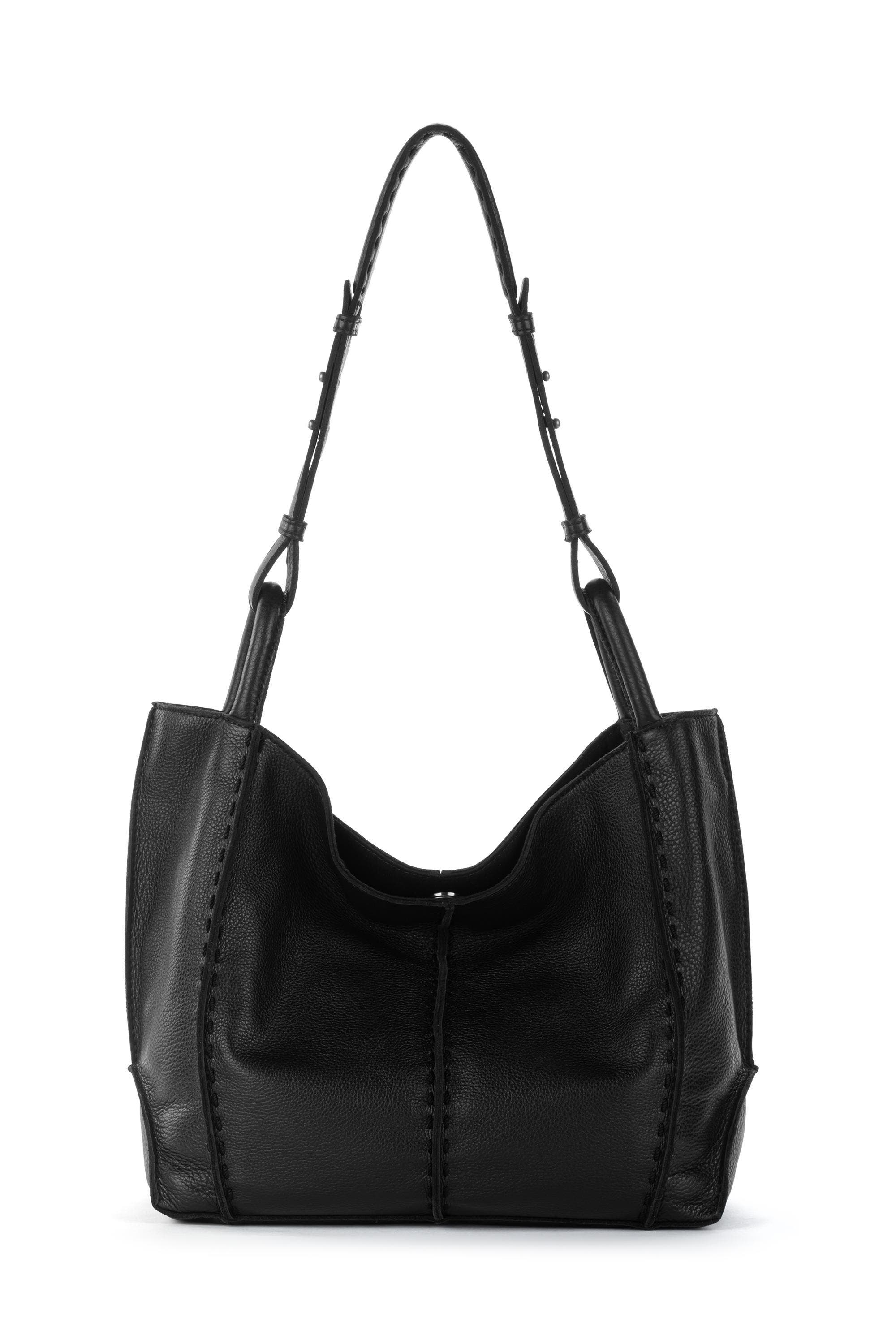 The Sak Los Feliz Medium Tote Leather Bag, Main, color, Black